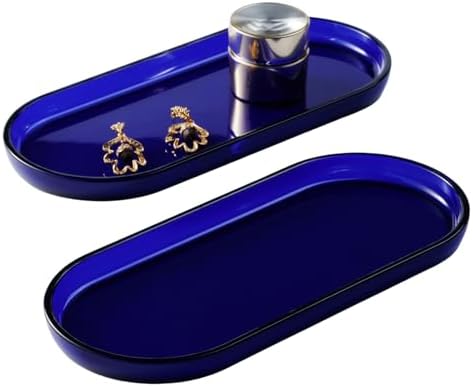 SheeChung Acrylic Vanity Tray, Bathroom Makeup Organizer Countertop, Blue