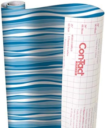 Con-Tact Brand Creative Covering, Self-Adhesive Shelf Liner, Multi-Purpose Vinyl Drawer Liner, Easy to Use and Apply, 18'' X 9', Wave Marina (Pack of 5)