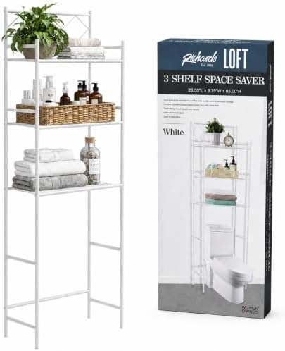 American Dream 3-Shelf Over-the-Toilet Space Saver Bathroom Storage Rack – Freestanding Metal Organizer with Open Shelves for Towels, Toiletries & Bathroom Essentials, White