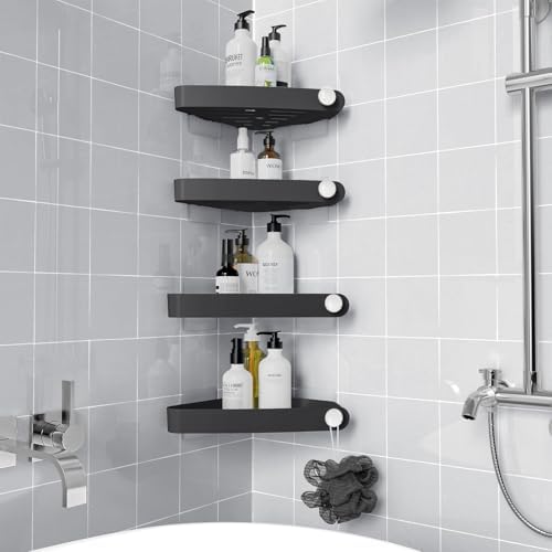 Sotfamily Plastic Shower Caddy Corner (for 90° Only), 4 Pack, Black