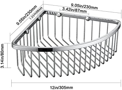 Corner Shower Caddy Organizer, SUS304 Stainless Steel Heavy Duty Rust-Proof Shelf Organizer, Wall Mounted Storage Rack for Bathroom, Brushed Chrome