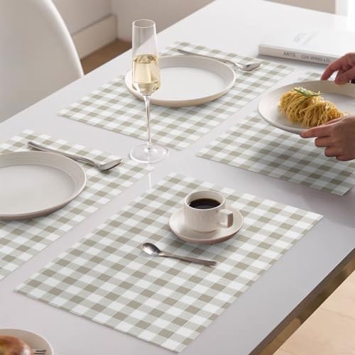 Drawer Shelf Liner, Non-Slip Kitchen Cabinet Liners Non-Adhesive Thick Strong Grip Waterproof Mats Protect Dresser Shelves Cupboard Bathroom Cabinets, Green Plaid, 23.6 in X 20 FT
