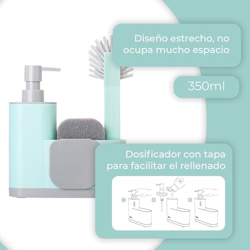 Vigar Rengo Monobloc 4-Piece Sink Caddy Set, Turquoise
