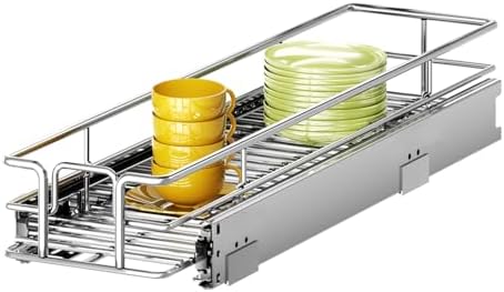 Pull Out Cabinet Organizer 7½" W x 21½" D, Heavy Duty Cabinet Pull Out Shelves, Slide Out Drawers Organization for Kitchen Cabinets Bathroom