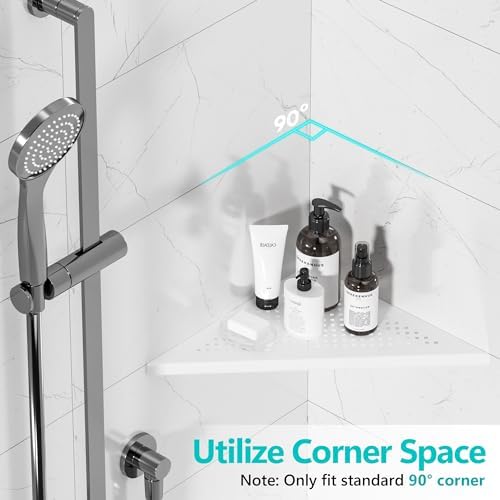 Qeke Corner Shower Shelves, 12” Recessed Tile Shower Shelf White, 1 Pack