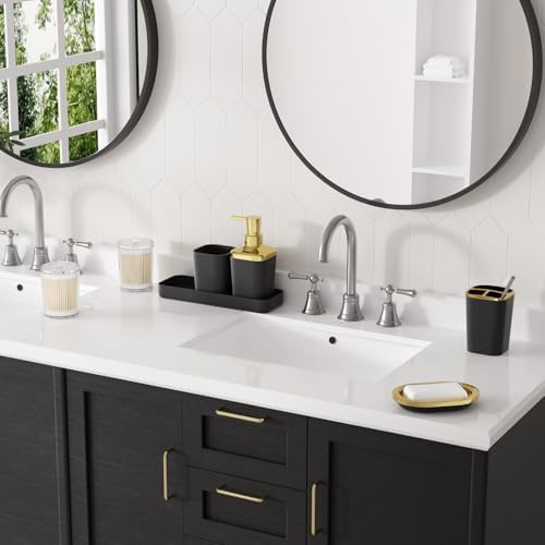 XLHOMO Bathroom Set, Black Bathroom Set, 9 PC Black and Gold Bathroom Set