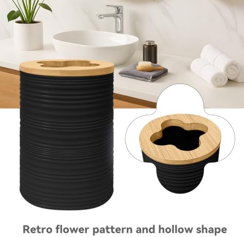 2 PCS Bathroom Accessories Set, Black Soap Dispenser and Toothbrush Holder