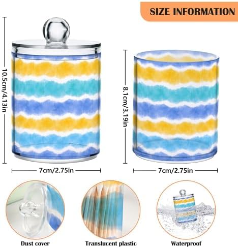 MNSRUU 4 Pack Qtip Holder Organizer Dispenser Colorful Tie Dye Bathroom Storage Canister Cotton Ball Holder Bathroom Containers for Cotton Swabs/Pads/Floss