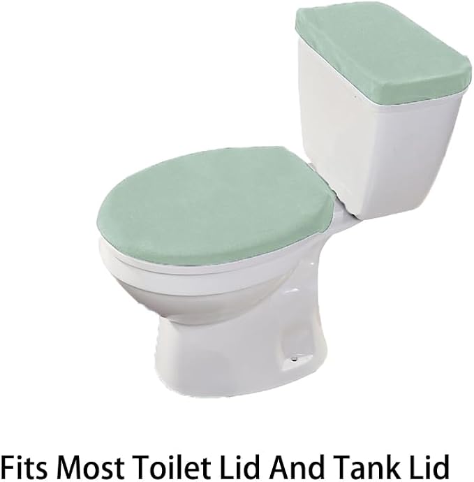 Madeals Memory Foam Bathroom Toilet Rug Set 4 Piece with Toilet Lid Cover and Tank Covers Teal Sage Green