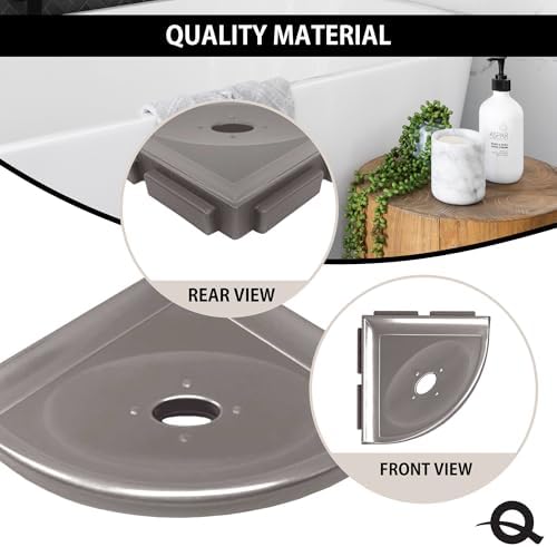 Questech 5" Shower Soap Dish Shelf for Inside Shower, Lugged for New Construction, Bath Organizer for Tiled Walls, Corner Soap Holder, Metro Lugged, Brushed Nickel Finish