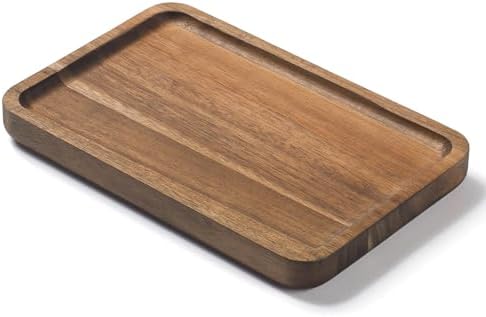 Bathroom Vanity Tray, Bathroom Tray for Counter, Toilet Tank Tray, Wood Bathroom Tray for Organizing and Home Decor (7.9 x 5.1 x 0.8 inch)