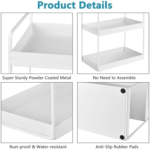 3-Tier Countertop Organizer, Bathroom Vanity Tray Makeup Storage Kitchen Spice Rack Standing Shelf Counter Storage, Metal Organizer Rack, Black