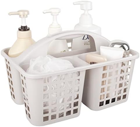 Portable Shower Caddy Basket Plastic Storage Basket with Divided Light Grey