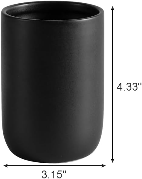 Bathroom Ceramic Toothbrush Cup, Matte Black Toothbrush Cup Holder, Bathroom Storage Organizer