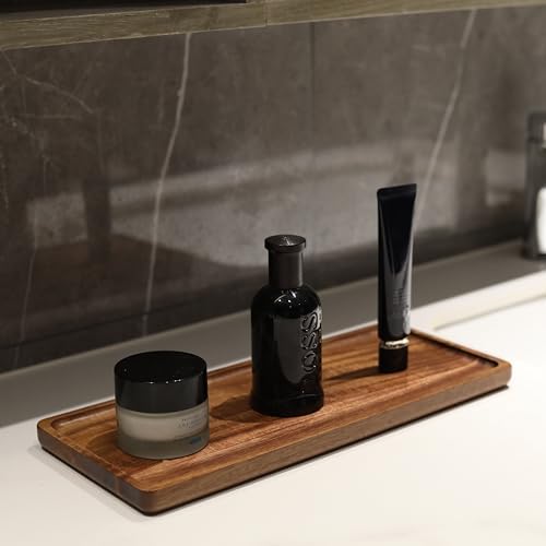 Bathroom Vanity Tray, Bathroom Tray for Counter, Toilet Tank Tray, Wood Bathroom Tray for Organizing and Home Decor (11.8 x 5.1 x 0.8 inch)