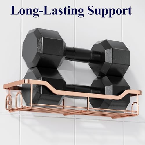 Kitsure Shower Caddy, Adhesive Shower Organizer, Large, Rose Gold