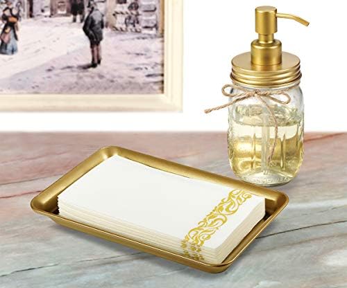 SheeChung Metal Vanity Tray, Bathroom Counter Storage Tray, Gold 4 Pack