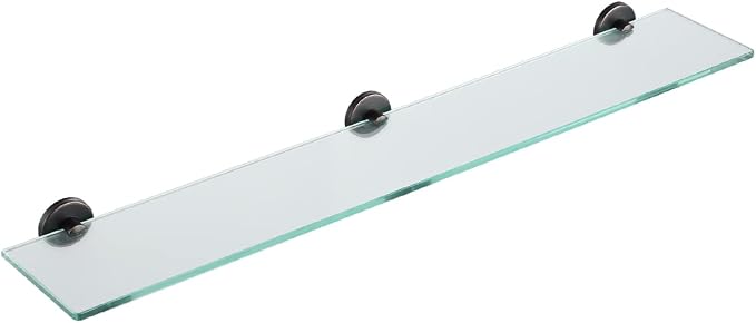 JQK Bathroom Glass Shelf Oil Rubbed Bronze, Tempered Glass Shower Storage 30 by 5 inches, 304 Stainless Steel ORB Wall Mount, TGS101L30-ORB
