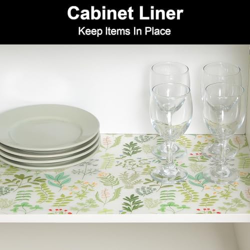 Cooyes Shelf Liner Drawer Liners, Shelf Liners for Kitchen Cabinets, Non Adhesive Cabinet Liner, EVA Waterproof Non-Slip Refrigerator Liners for Kitchen, Drawer（17.5" W x 360" L）