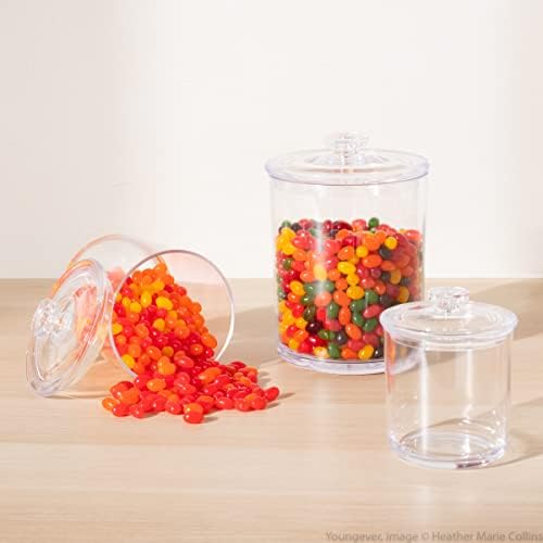 Youngever Clear Plastic Apothecary Jars (1 Set 60 Ounce and 1 Set 15 Ounce) (Pack of 2)
