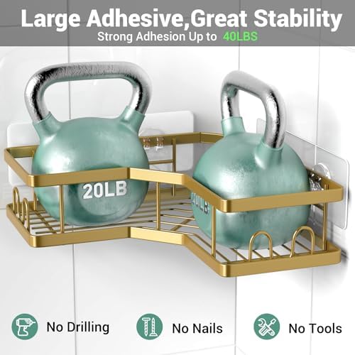 Corner Shower Caddy Bathroom Organizer: Adhesive Shower Rack Bathtub Shelves - 3Pack No Drilling Shower Shelf - Stainless Steel Organizer