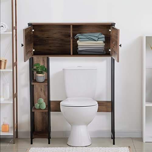 Landia Home Over The Toilet Bathroom Organizer for Storage, Industrial Themed with a Steel Frame and Different Tiers of Shelves for Organization