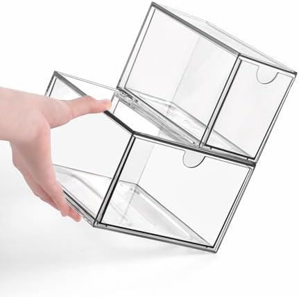 Makeup Drawer Organizer, Desk Drawer Organizer With 4 Drawers, 3 Different Sizes, Suitable For Office Desk, Bathroom, Bedroom, Jewelry, Stationery, Handicraft Storage And Organization, clear