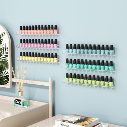 FEMELI Acrylic Nail Polish Wall Rack, 12 Pack 15 Inch Organizer Shelves
