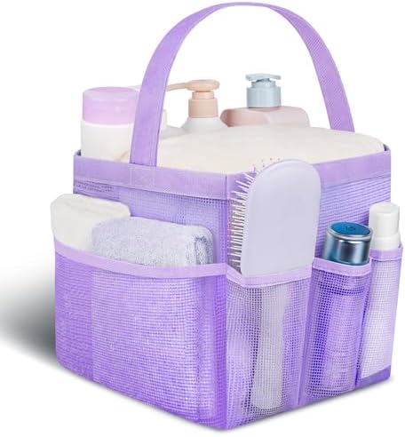Mesh Shower Caddy Portable - 9 Pockets for College Dorm Room Essential
