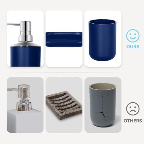 Blue Bathroom Accessories Set 4 PCS, Blue Bathroom Accessories