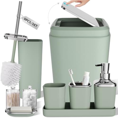 XLHOMO Sage Green Bathroom Set, Bathroom Accessory Set, Green Bathroom Set