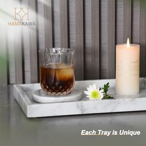 Italian White Marble Vanity Tray, Real Natural Bathroom Tray 12 inch, Carrara White Stone Trays, Large Perfume Trays, Cosmetic Organizer