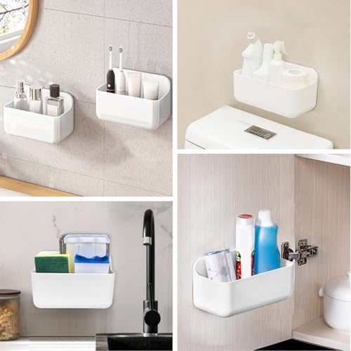 CGBE 2-Pack Cabinet Door Organizer, Self Adhesive Bathroom Shelves, White