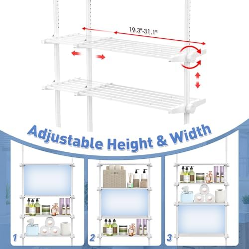 SUNALLY Over The Toilet Storage Shelf, Over Toilet Bathroom Organizer,White