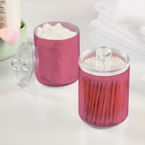 Gredecor 4 Pack Gradient Red Qtip Holder Organizer Dispenser Clear Bathroom Storage Canister Cotton Ball Holder Bathroom Containers for Cotton Swabs/Pads/Floss