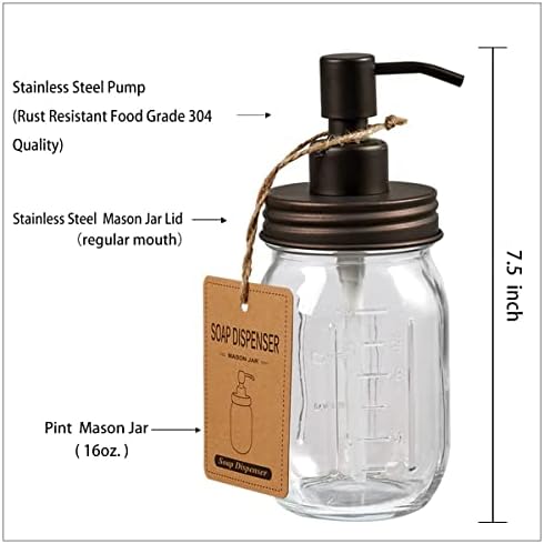 Amolliar Mason Jar Bathroom Accessories Set(4 Pack) -Bronze-Lotion Soap Dispenser&Qtip Holder Set&Toothbrush Holder-Rustic Farmhouse Decor Apothecary Jar Bathroom Countertop,Vanity Organize (Bronze) | Lotion Soap Dispenser, 2 Qtip Holder Set, Toothbrus...