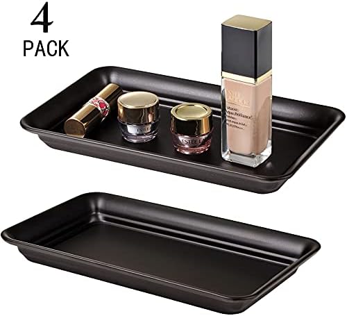 SheeChung Metal Vanity Tray, Bathroom Counter Storage Tray, Bronze 4 Pack
