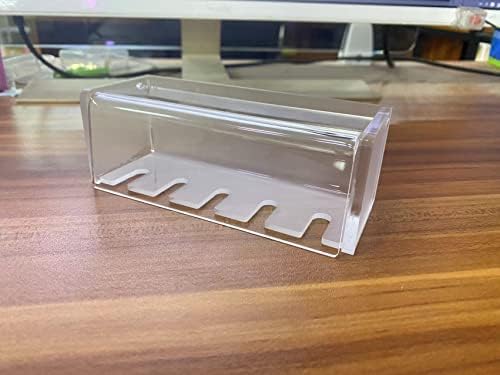 5 Slots Wall Mount Toothbrush Holder with Cover, Self Adhesive Toothbrush Storage Organizer for Shower, Toothbrush Hanger for Bathroom, Medicine Cabinet, Dorm (Frosted)