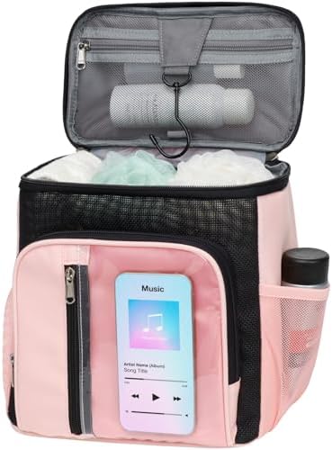 F-color Shower Caddy Portable for Dorm - Shower Bag Fits Full-Size Bottles