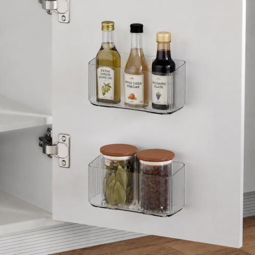 MaraFansie 2 Pack Plastic Lid Organizers - Inside Cabinet for Kitchen Organizers, No Drilling Wall Mount Container Holders for Tupperware, Food Storage, Transparent