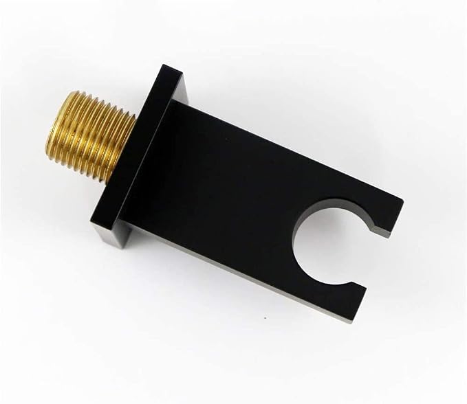 Matte Black Vintage Wall-Mounted Shower Head Holder with Hose Connector, Holds Hand Shower Head and Bidet Sprayer, Includes Wall Outlet Elbow