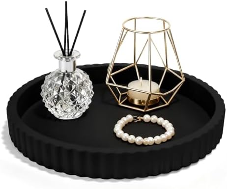 Decorative Tray for Coffee Table, 12'' Resin Round Tray for Home Decor