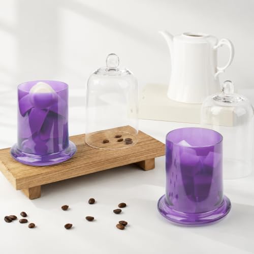 Qtip Holder Glass Apothecary Jars with Lids Bathroom Storage Purple