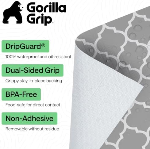 GORILLA GRIP Shelf Liner, Kitchen Drawer Protector, 12x120 White Gray