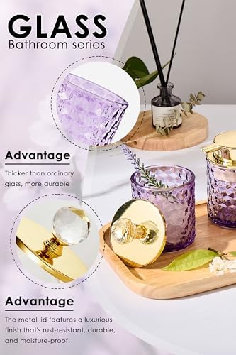 Britimes Bathroom Accessories Set of 4, Purple Glass Complete