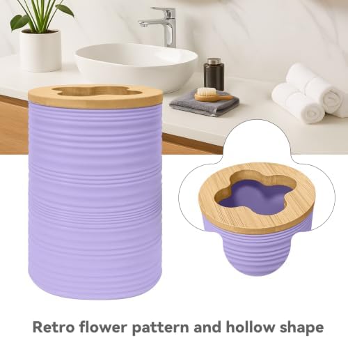 2 PCS Bathroom Accessories Set, Purple Soap Dispenser and Toothbrush Holder