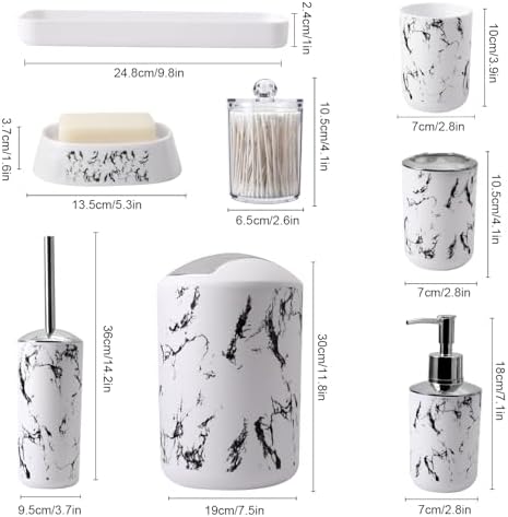 XLHOMO White Marble Bathroom Accessories Set, White Bathroom Set