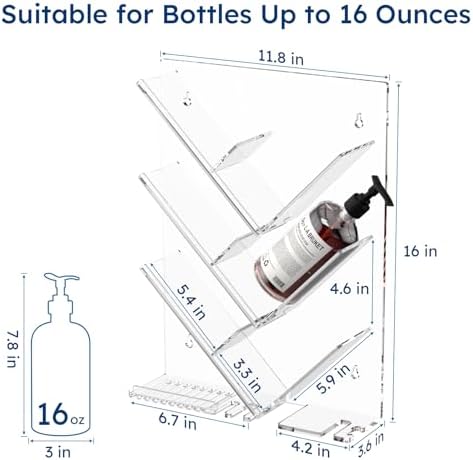 AITEE Acrylic Shower Caddy Organizer, Shampoo Holder Shelf Wall Mounted
