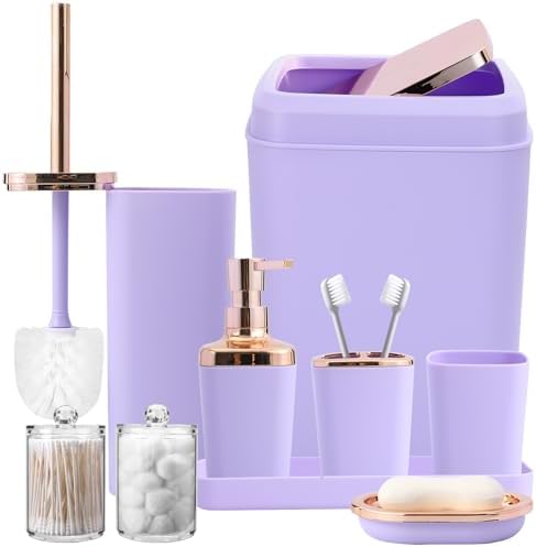 XLHOMO Bathroom Set, Purple Bathroom Set, 9PC Bathroom Accessory Set