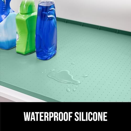 GORILLA GRIP Waterproof Silicone Under Sink Mat, Stay in Place, 34x22 Mint